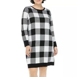 EUC Black and White Plaid Sweater Dress